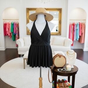 Black Halter Swim Dress One-Piece | Plus Size 2XL